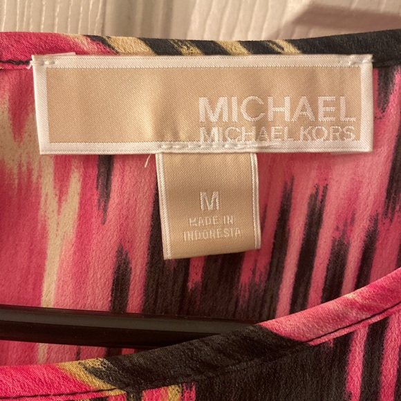 Michael Kors Black and Pink Graphic 3/4 Sleeve Blouse - Picture 12 of 13